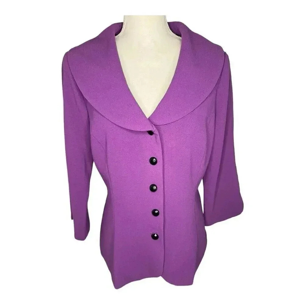 NEW Bob Mackie Wearable Art Women's Medium Purple Blazer Jacket NWT
